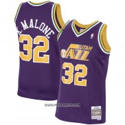 Camiseta Utah Jazz Karl Malone #32 Mitchell & Ness 1991-92 Violeta